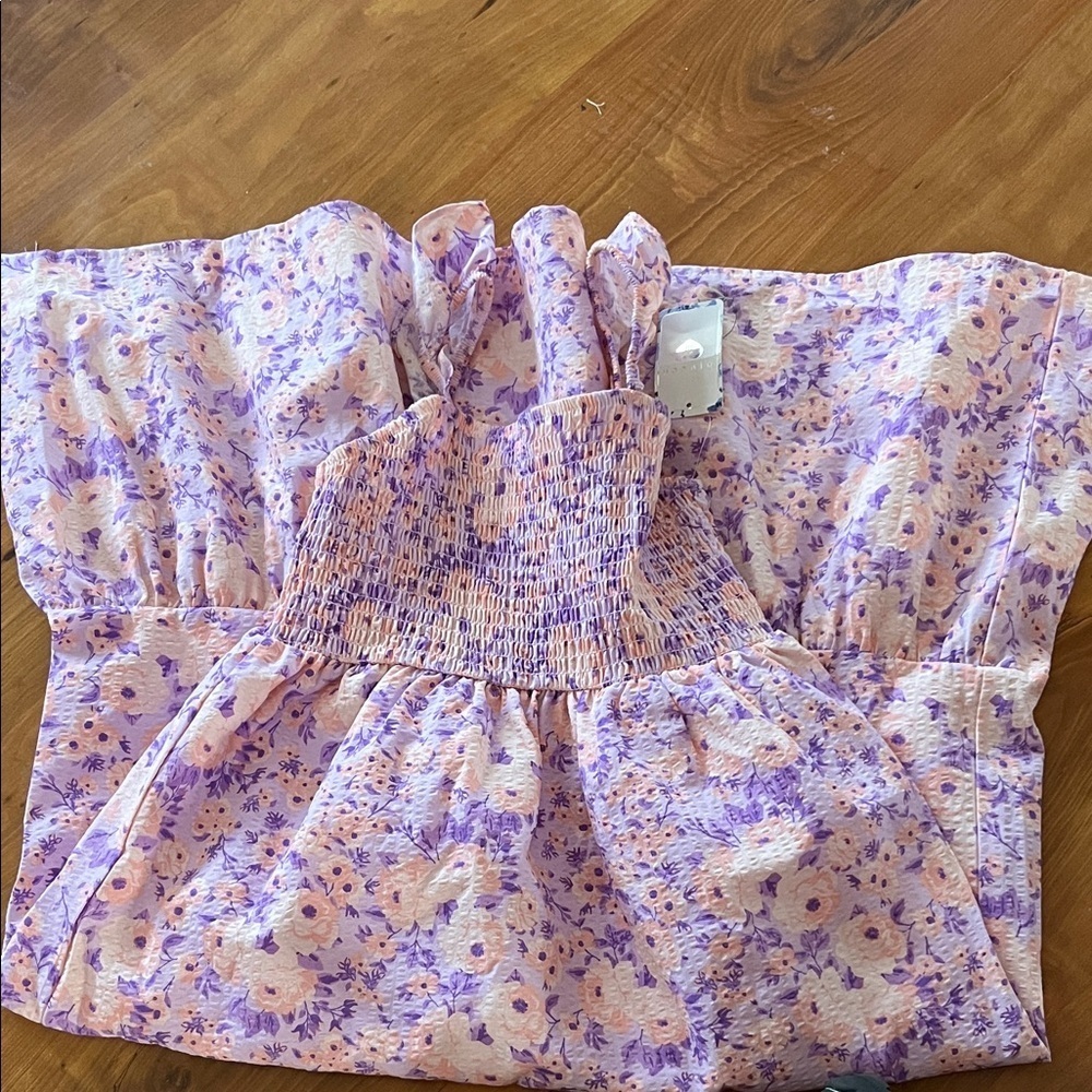 btween Purple Floral Kids Casual Dress - Picture 6 of 7